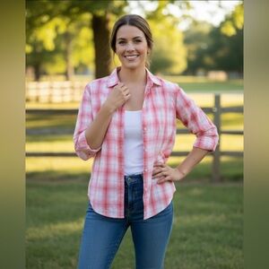 Woolrich Women’s Coral Cream‎ Plaid LS Shirt